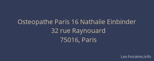 Osteopathe Paris 16 Nathalie Einbinder