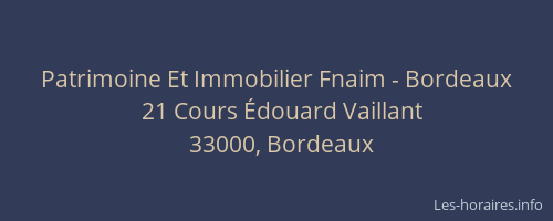 Patrimoine Et Immobilier Fnaim - Bordeaux