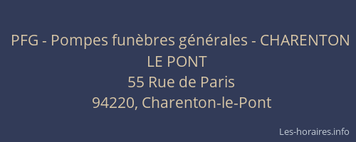PFG - Pompes funèbres générales - CHARENTON LE PONT