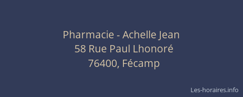 Pharmacie - Achelle Jean