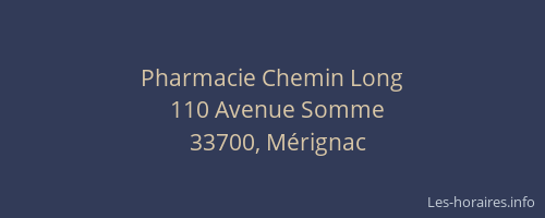 Pharmacie Chemin Long