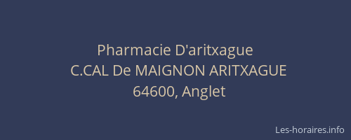 Pharmacie D'aritxague