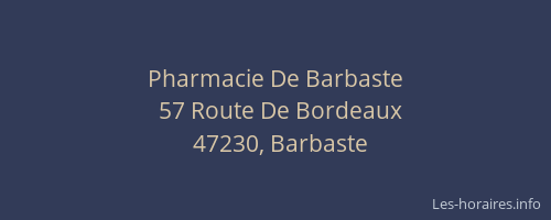 Pharmacie De Barbaste