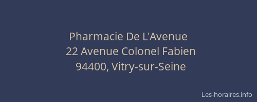 Pharmacie De L'Avenue
