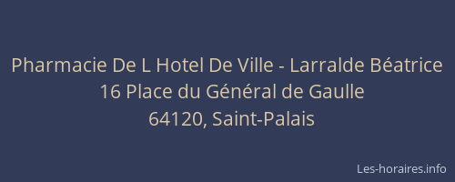 Pharmacie De L Hotel De Ville - Larralde Béatrice