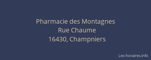 Pharmacie des Montagnes