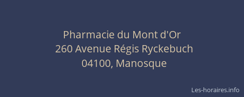 Pharmacie du Mont d'Or