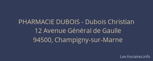 PHARMACIE DUBOIS - Dubois Christian