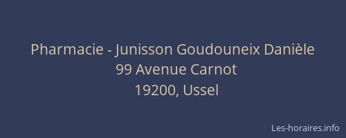 Pharmacie - Junisson Goudouneix Danièle