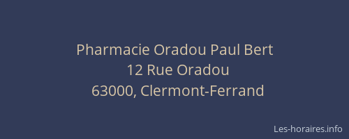 Pharmacie Oradou Paul Bert