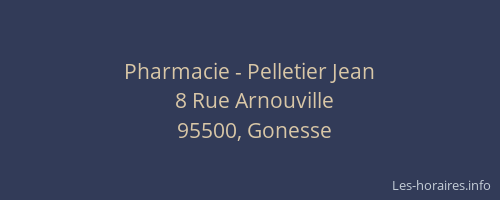 Pharmacie - Pelletier Jean