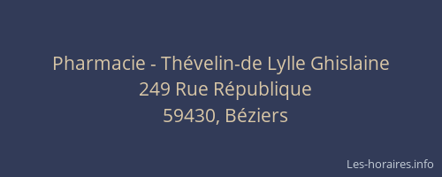 Pharmacie - Thévelin-de Lylle Ghislaine