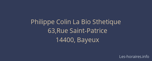 Philippe Colin La Bio Sthetique