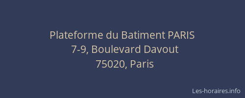 Plateforme du Batiment PARIS