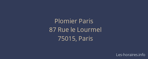 Plomier Paris