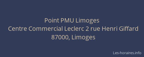 Point PMU Limoges