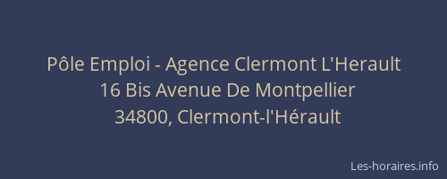 Pôle Emploi - Agence Clermont L'Herault