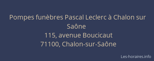 Pompes funèbres Pascal Leclerc à Chalon sur Saône