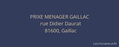 PRIXE MENAGER GAILLAC