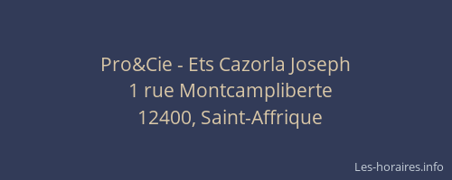 Pro&Cie - Ets Cazorla Joseph