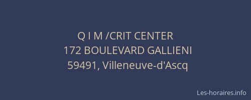 Q I M /CRIT CENTER