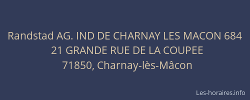 Randstad AG. IND DE CHARNAY LES MACON 684