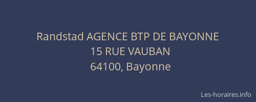 Randstad AGENCE BTP DE BAYONNE