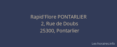 Rapid'Flore PONTARLIER