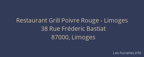Restaurant Grill Poivre Rouge - Limoges