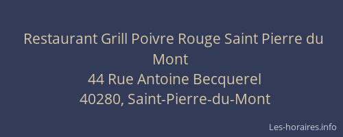 Restaurant Grill Poivre Rouge Saint Pierre du Mont