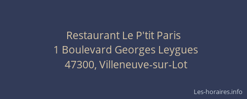 Restaurant Le P'tit Paris