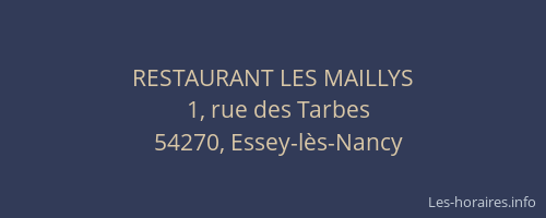 RESTAURANT LES MAILLYS
