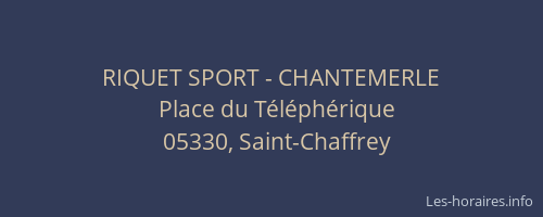 RIQUET SPORT - CHANTEMERLE