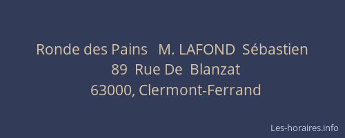 Ronde des Pains   M. LAFOND  Sébastien