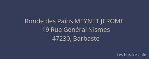 Ronde des Pains MEYNET JEROME