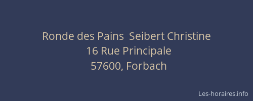 Ronde des Pains  Seibert Christine