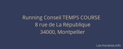 Running Conseil TEMPS COURSE