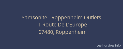 Samsonite - Roppenheim Outlets
