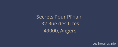 Secrets Pour Pl'hair