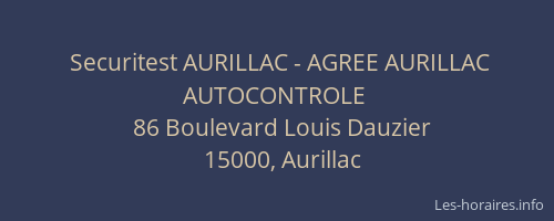 Securitest AURILLAC - AGREE AURILLAC AUTOCONTROLE