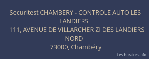 Securitest CHAMBERY - CONTROLE AUTO LES LANDIERS