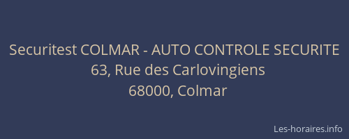 Securitest COLMAR - AUTO CONTROLE SECURITE