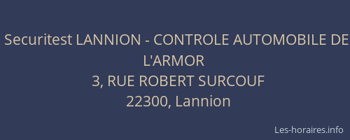 Securitest LANNION - CONTROLE AUTOMOBILE DE L'ARMOR