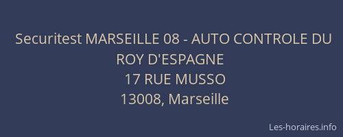 Securitest MARSEILLE 08 - AUTO CONTROLE DU ROY D'ESPAGNE