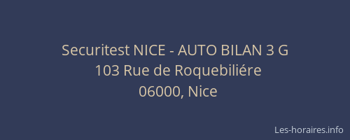 Securitest NICE - AUTO BILAN 3 G