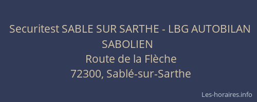 Securitest SABLE SUR SARTHE - LBG AUTOBILAN SABOLIEN