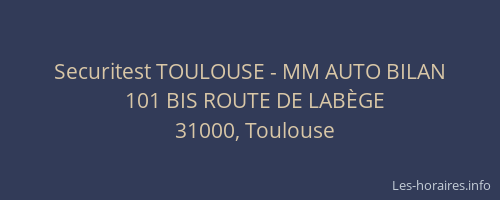 Securitest TOULOUSE - MM AUTO BILAN