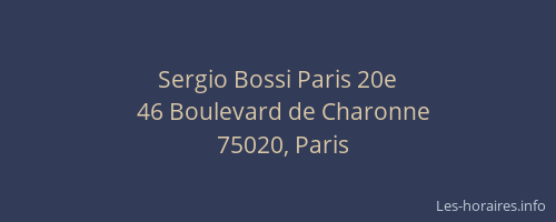 Sergio Bossi Paris 20e