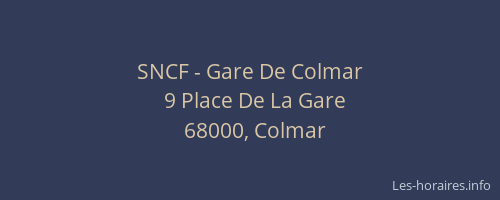 SNCF - Gare De Colmar