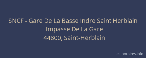 SNCF - Gare De La Basse Indre Saint Herblain